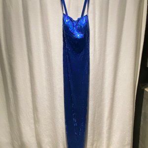 Adianna Papell Blue Sequin Evening Dress, Size 8